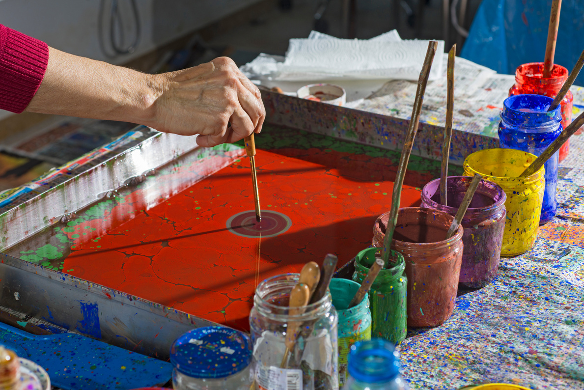 Ebru art. Traditional Turkish Ebru technique.